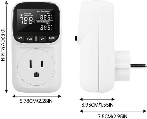 Diymore Plug in Digital Thermostat Temperature Controller,1800W,120V / 15A,-104℉~210℉, Heating Cooling Mode Solar Controller Incubator Thermometer Reptile Greenhouse Thermostat Pool Thermometer in Saudi Arabia