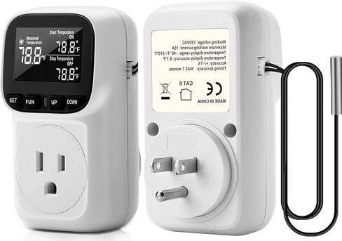 Diymore Plug in Digital Thermostat Temperature Controller,1800W,120V / 15A,-104℉~210℉, Heating Cooling Mode Solar Controller Incubator Thermometer Reptile Greenhouse Thermostat Pool Thermometer in Saudi Arabia