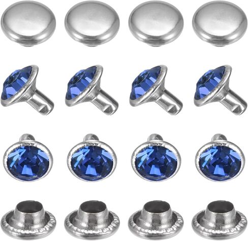 TIXIPEM Clear Rhinestone Rivets 6 mm/ 0.24 Inch [100pcs] - Crystal Rivets Use for Clothing & Performance & Arts, & Leather Craft DIY Making - [Light Blue] Studs for Clothing in Kuwait