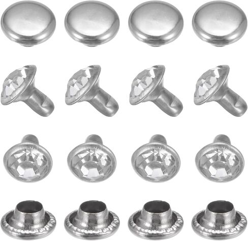 TIXIPEM Clear Rhinestone Rivets 6 mm/ 0.24 Inch [100pcs] - Crystal Rivets Use for Clothing & Performance & Arts, & Leather Craft DIY Making - [Light Blue] Studs for Clothing in Kuwait