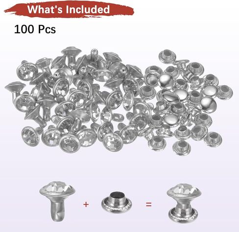 TIXIPEM Clear Rhinestone Rivets 6 mm/ 0.24 Inch [100pcs] - Crystal Rivets Use for Clothing & Performance & Arts, & Leather Craft DIY Making - [Light Blue] Studs for Clothing in Kuwait