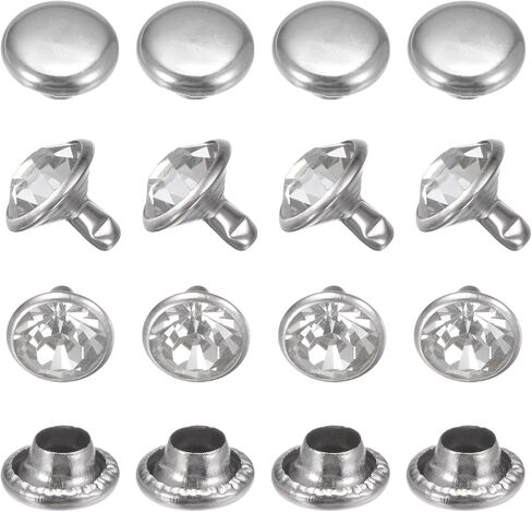 TIXIPEM Clear Rhinestone Rivets 6 mm/ 0.24 Inch [100pcs] - Crystal Rivets Use for Clothing & Performance & Arts, & Leather Craft DIY Making - [Light Blue] Studs for Clothing in Kuwait