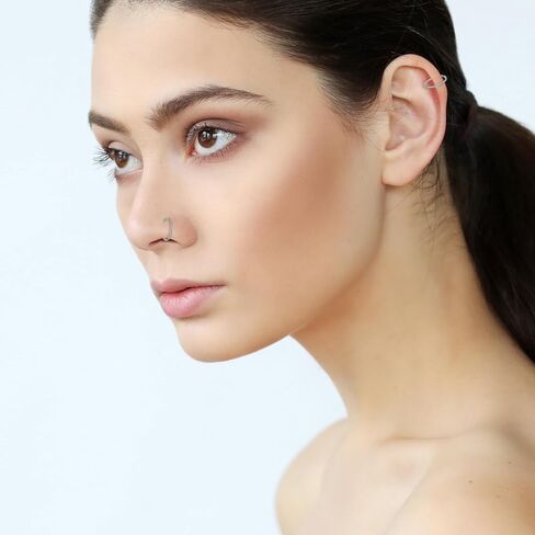 10pcs خاتم الأنف المزيف طوق ， ثقب أنف الفولاذ المقاوم للصدأ ， حلقة الحاجز المزيفة خواتم الشفاه غير المثقوبة للمجوهرات للنساء الرجال in Saudi Arabia