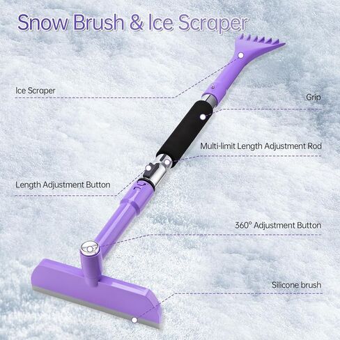 49.2 بوصة مكشطة ثلج مع فرشاة الثلج ، كاشفات ثلج لزجاج أمامي السيارة ، أداة إزالة الثلج القابلة للتمديد لنافذة السيارة مع قبضة الرغوة ، رأس فرشاة سيليكون 360 درجة للسيارات السيارات السيارات (Orange) in Kuwait