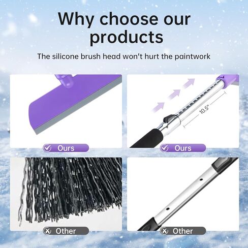 49.2 بوصة مكشطة ثلج مع فرشاة الثلج ، كاشفات ثلج لزجاج أمامي السيارة ، أداة إزالة الثلج القابلة للتمديد لنافذة السيارة مع قبضة الرغوة ، رأس فرشاة سيليكون 360 درجة للسيارات السيارات السيارات (Orange) in Kuwait