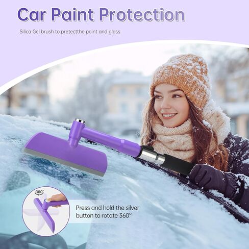 49.2 بوصة مكشطة ثلج مع فرشاة الثلج ، كاشفات ثلج لزجاج أمامي السيارة ، أداة إزالة الثلج القابلة للتمديد لنافذة السيارة مع قبضة الرغوة ، رأس فرشاة سيليكون 360 درجة للسيارات السيارات السيارات (Orange) in Kuwait