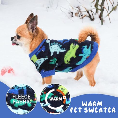 2 Pieces Dog Sweaters for Small Dogs Girl Fall Winter Fleece Dog Clothes Soft Warm Puppy Sweater Doggie Coat Pet Cloting for Chihuahua Yorkie Polka dots Leopard Print, XXS in Saudi Arabia