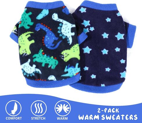 2 Pieces Dog Sweaters for Small Dogs Girl Fall Winter Fleece Dog Clothes Soft Warm Puppy Sweater Doggie Coat Pet Cloting for Chihuahua Yorkie Polka dots Leopard Print, XXS in Saudi Arabia
