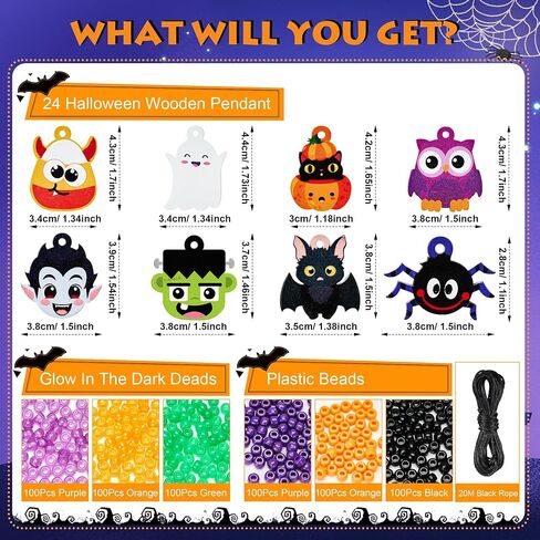 36 مجموعة من الخرز هالوين لمجموعة Make -Stchain Making ، Halloween Halloween Beaded Chain Craft Kit ، Glow in the Dark Pony Beads ، Diy Keychain Making Supplies Bead Craft Kit for Active Party Gifts Gifts in Kuwait