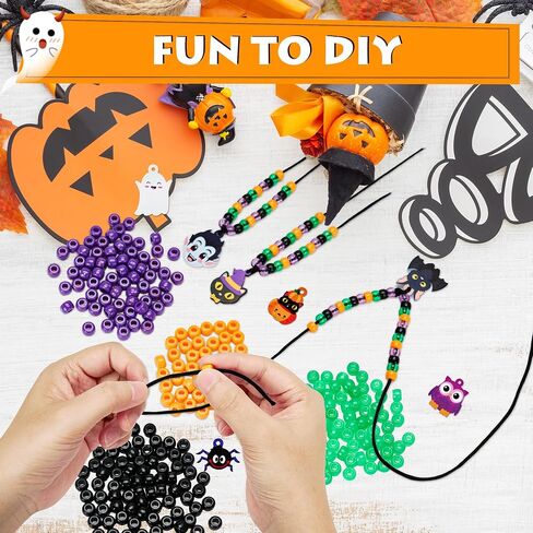 36 مجموعة من الخرز هالوين لمجموعة Make -Stchain Making ، Halloween Halloween Beaded Chain Craft Kit ، Glow in the Dark Pony Beads ، Diy Keychain Making Supplies Bead Craft Kit for Active Party Gifts Gifts in Kuwait