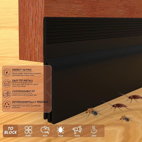 سدادة باب الباب لأسفل الباب ، ختم الباب تجريد الطقس للأبواب الخارجية والداخلية (أسود ، 39 بوصة) in Kuwait
