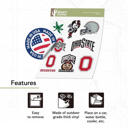 Desert Cactus The University University University Sticker Osu Buckeyes Vinyl Scals Laptop Water Bottle Scrapbook T2 (2024 Championship) in Kuwait