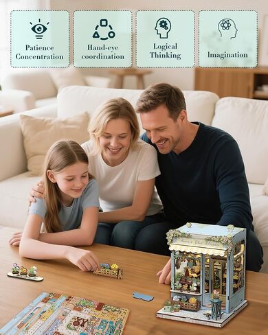 Cutefun Book Nook Kit - DIY Miniature Dollhouse Kit for Adults and Teens, Barbershop Mini House Building Kit with LED Bookshelf Insert Decor Creative Gifts (John's Hair Salon) in Kuwait