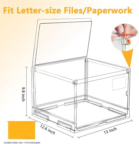 مربع منظم الملفات مع الغطاء ، منظم مجلد ملفات معلقة لتخزين المستندات مع شريحة بلاستيكية ، مربع ملفات ملفات الحرف لحجم الحروف للمكتب/المنزل/الديكور/（1Pack） in Kuwait