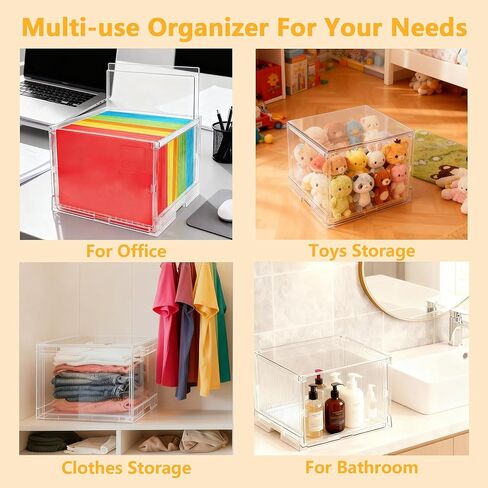 مربع منظم الملفات مع الغطاء ، منظم مجلد ملفات معلقة لتخزين المستندات مع شريحة بلاستيكية ، مربع ملفات ملفات الحرف لحجم الحروف للمكتب/المنزل/الديكور/（1Pack） in Kuwait