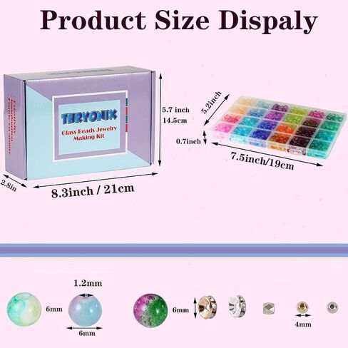 حبات الزجاج Thryonix ، 1300pcs 48 ألوانًا 8 ملم حبات مركبة لصناعة المجوهرات ، وخرز ، وتوريدات الحرف للهدايا والمشاريع DIY in Saudi Arabia