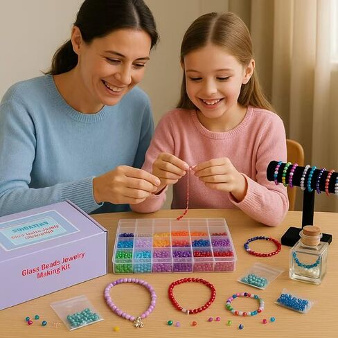 حبات الزجاج Thryonix ، 1300pcs 48 ألوانًا 8 ملم حبات مركبة لصناعة المجوهرات ، وخرز ، وتوريدات الحرف للهدايا والمشاريع DIY in Saudi Arabia