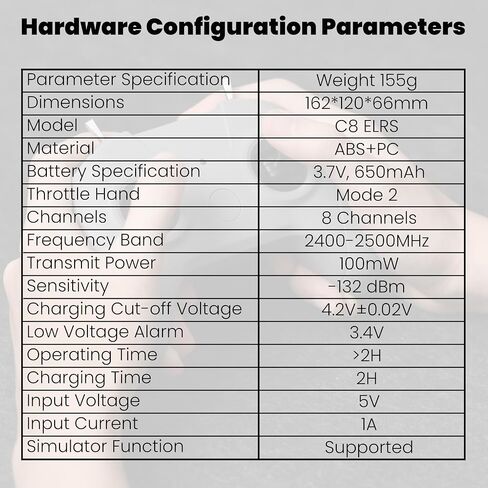 C8 ELRS Transmitter,FPV Controller with ELRS 2.4G Firmware Version 3.0, Support Real Flight RC Flight Simulator,Suitable for FPV Beginners and Veterans, USB-C Charging, Joystick Calibrate in Kuwait