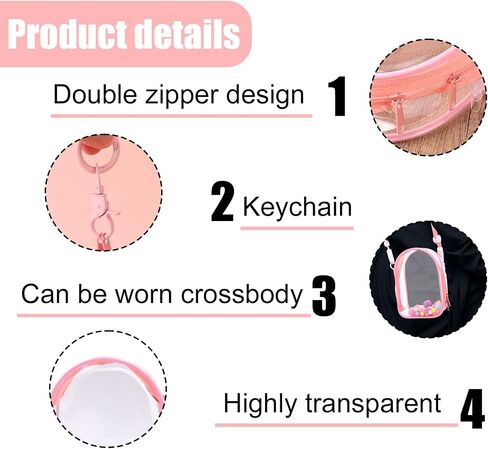 Clear Figure Display Case, Protective Case for Plush Doll Storage Bag Portable Crossbody PVC Hanging Doll Cover Pouch with Keychain for 15cm Dolls Accessories (Pink) in Saudi Arabia