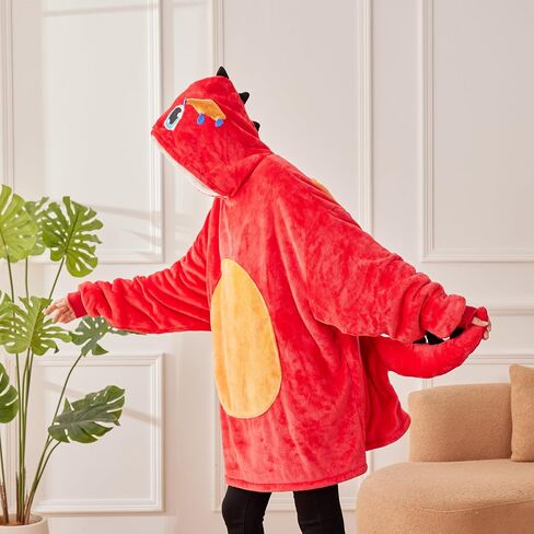 Laahoem Unisex Dragon Hoodie Men Women Oversize Animal Flannel Pullover Costume Soft Cozy Warm Adult Wearable Blanket Hooded in Saudi Arabia