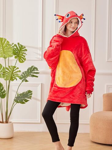 Laahoem Unisex Dragon Hoodie Men Women Oversize Animal Flannel Pullover Costume Soft Cozy Warm Adult Wearable Blanket Hooded in Saudi Arabia