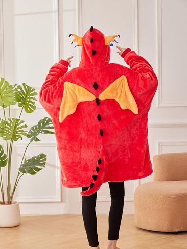 Laahoem Unisex Dragon Hoodie Men Women Oversize Animal Flannel Pullover Costume Soft Cozy Warm Adult Wearable Blanket Hooded in Saudi Arabia