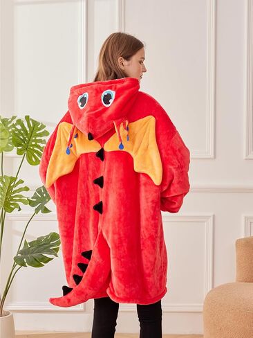 Laahoem Unisex Dragon Hoodie Men Women Oversize Animal Flannel Pullover Costume Soft Cozy Warm Adult Wearable Blanket Hooded in Saudi Arabia