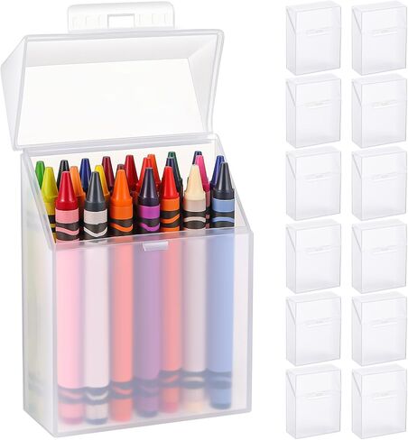 Clabby 4 Pcs Plastic Clear Crayon Box Clear Bulk Holds 24 Crayons Boxes Wth Hinged Lid and Snap Closure for Pens School Office Supplies Organization in Saudi Arabia