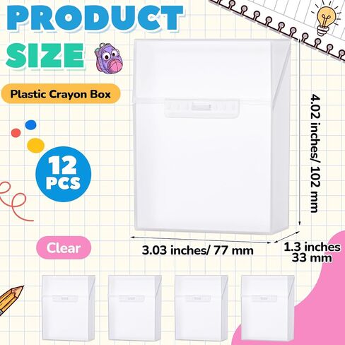 Clabby 4 Pcs Plastic Clear Crayon Box Clear Bulk Holds 24 Crayons Boxes Wth Hinged Lid and Snap Closure for Pens School Office Supplies Organization in Saudi Arabia