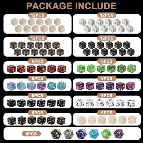 100 Pieces MTG Dice Counters Set Bulk Ability Keyword Tokens Shield Life Counters 6 Sided Dice for Magic The Gathering TCG Card Gaming Accessories (Dice Set (A)) in Saudi Arabia