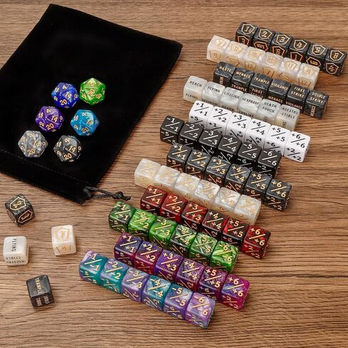 100 Pieces MTG Dice Counters Set Bulk Ability Keyword Tokens Shield Life Counters 6 Sided Dice for Magic The Gathering TCG Card Gaming Accessories (Dice Set (A)) in Saudi Arabia