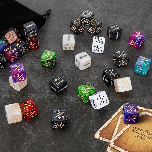 100 Pieces MTG Dice Counters Set Bulk Ability Keyword Tokens Shield Life Counters 6 Sided Dice for Magic The Gathering TCG Card Gaming Accessories (Dice Set (A)) in Saudi Arabia