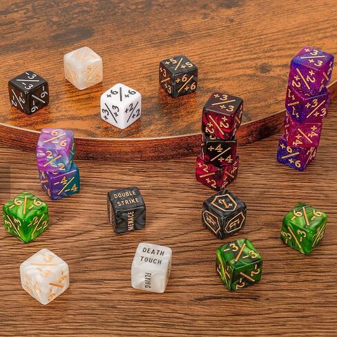 100 Pieces MTG Dice Counters Set Bulk Ability Keyword Tokens Shield Life Counters 6 Sided Dice for Magic The Gathering TCG Card Gaming Accessories (Dice Set (A)) in Saudi Arabia
