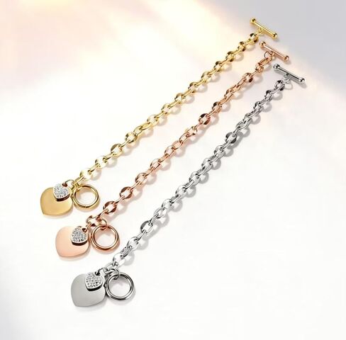 Heart Charm Bracelet Plated 18K Gold/Silver/Rose Gold Bible Scripture Heart Bracelet for Women Jewelry Gift Zircon Her Link Chain OT Clasp Stainless Steel Birthday in Saudi Arabia
