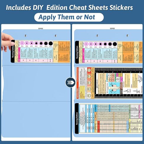 Trustnice Nursing Clipboard Foldable DIY Edition Medical Cheat Sheets Aluminum 3 Layers Foldable Clipboards Pocket Size Profile Clip Nurse Clipboards Notepad for Nurses Students, Teachers, Coaches in Kuwait