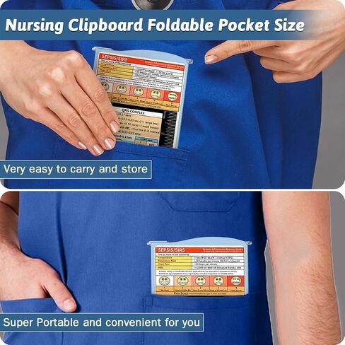 Trustnice Nursing Clipboard Foldable DIY Edition Medical Cheat Sheets Aluminum 3 Layers Foldable Clipboards Pocket Size Profile Clip Nurse Clipboards Notepad for Nurses Students, Teachers, Coaches in Kuwait