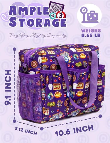 حقيبة Bingo مع جيوب ل Dabbers Dobbers Dotters - إكسسوارات لعبة الكازينو Bingo للبالغين وكبار السن - مضغوطة ، محمولة وأنيقة (أسود) in Kuwait