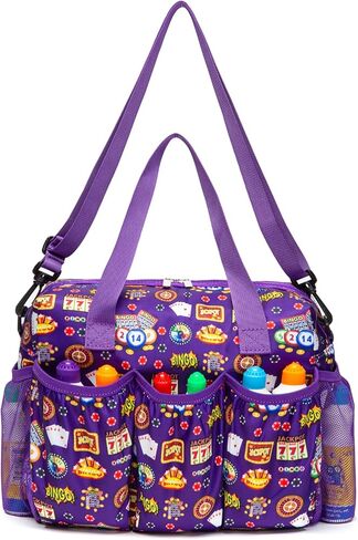 حقيبة Bingo مع جيوب ل Dabbers Dobbers Dotters - إكسسوارات لعبة الكازينو Bingo للبالغين وكبار السن - مضغوطة ، محمولة وأنيقة (أسود) in Kuwait