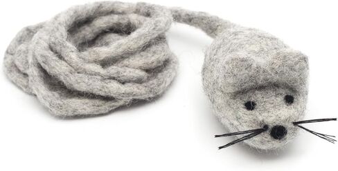 Glaciart One Felt Mouse Cat Toy – Soft Fuzzy Enrichment 100% Natural Wool - Interactive Catnip Play Cat Toy Set - Safe for Pets, Non-AZO Colored Dyes - 100" Long in Saudi Arabia