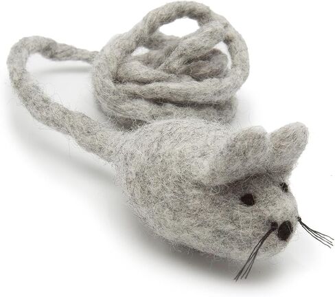 Glaciart One Felt Mouse Cat Toy – Soft Fuzzy Enrichment 100% Natural Wool - Interactive Catnip Play Cat Toy Set - Safe for Pets, Non-AZO Colored Dyes - 100" Long in Saudi Arabia