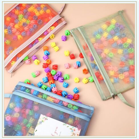 Marspark 20 Pack Mesh Mesh Zipper Bags ، أكياس شبكة نايلون مزدوجة الطبقة مع مقبض التخزين والتنظيم A4 & A5 Zipper Pouches for Board Board Game Travel ، 5 Colors in Kuwait
