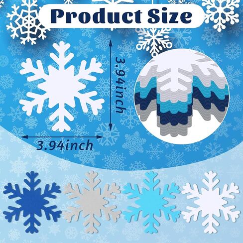 Kisston 360 Pcs Snowflake Cutouts Paper 3.9 Inch Winter Snowflake Shape Die Cuts Paper for DIY Projects Craft Classroom Bulletin Board Decor(White, Blue, Dark Blue,Classic Style) in Saudi Arabia