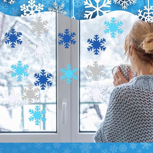 Kisston 360 Pcs Snowflake Cutouts Paper 3.9 Inch Winter Snowflake Shape Die Cuts Paper for DIY Projects Craft Classroom Bulletin Board Decor(White, Blue, Dark Blue,Classic Style) in Saudi Arabia