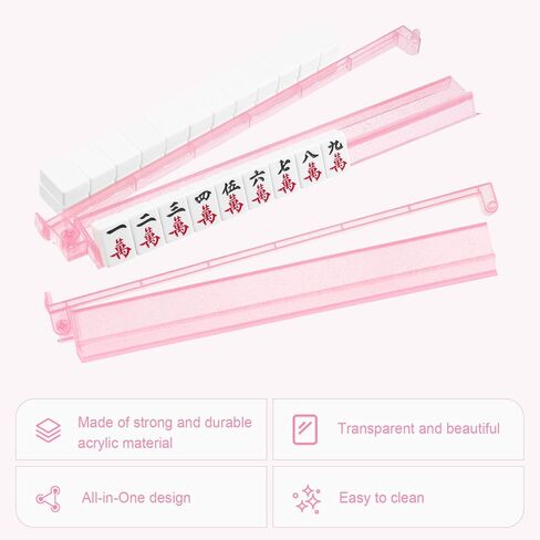 Mahjong Racks with Pushers 4PCS Set Majiang Tile Holder Acrylic Mahjong Racks Accessories and Gifts in Kuwait