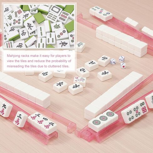 Mahjong Racks with Pushers 4PCS Set Majiang Tile Holder Acrylic Mahjong Racks Accessories and Gifts in Kuwait