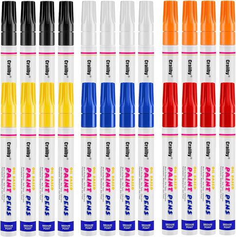 Orange Paint Markers, 24 Pack Oil-Based Waterproof Quick Dry Permanent Paint Pen Set for Rocks Painting, Wood, Fabric, Plastic, Canvas, Glass, Mugs, Metal, Tire, Stone, DIY Craft in Kuwait