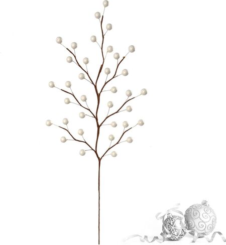 17" Pearl White Berry Stem Picks 12 Pack Decorative Sprays for Wedding,Christmas Tree Decor, Arrangements, DIY Crafts, 35 Berries on Each Stem, Pack of 24 in Kuwait