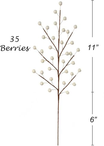 17" Pearl White Berry Stem Picks 12 Pack Decorative Sprays for Wedding,Christmas Tree Decor, Arrangements, DIY Crafts, 35 Berries on Each Stem, Pack of 24 in Kuwait