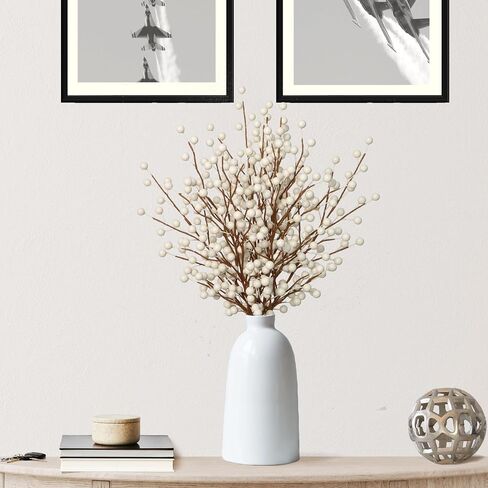 17" Pearl White Berry Stem Picks 12 Pack Decorative Sprays for Wedding,Christmas Tree Decor, Arrangements, DIY Crafts, 35 Berries on Each Stem, Pack of 24 in Kuwait