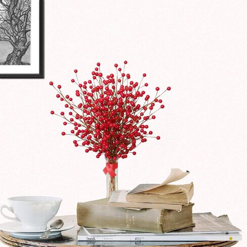 17" Pearl White Berry Stem Picks 12 Pack Decorative Sprays for Wedding,Christmas Tree Decor, Arrangements, DIY Crafts, 35 Berries on Each Stem, Pack of 24 in Kuwait